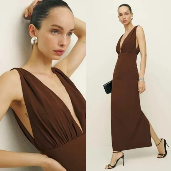 Reformation Brown Velda Maxi Dress Size 4 NEW! New with tags! - Picture 2 of 8